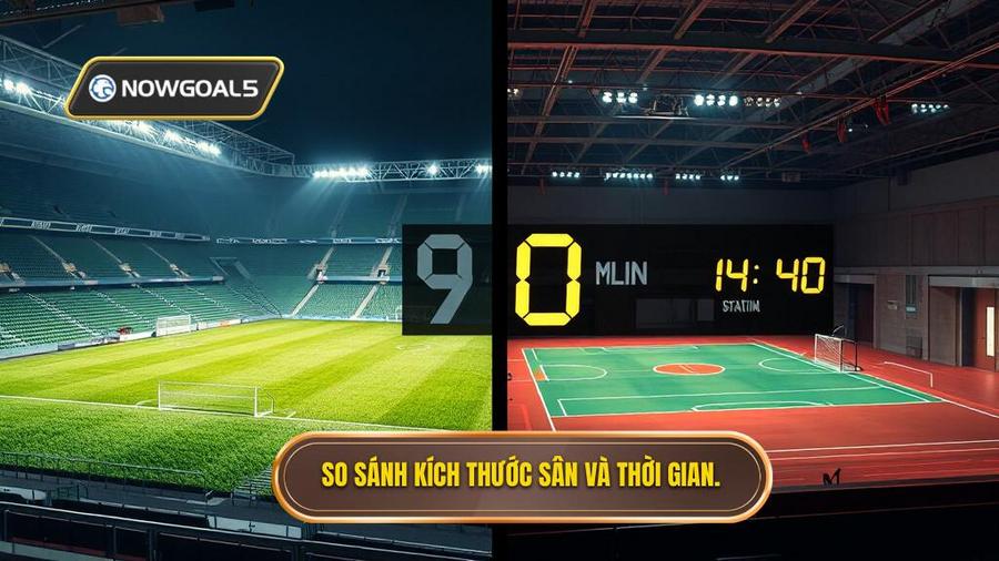 So sánh kích thước sân và thời gian.
