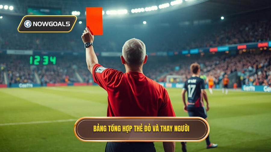 Bảng tổng hợp thẻ đỏ và thay người
